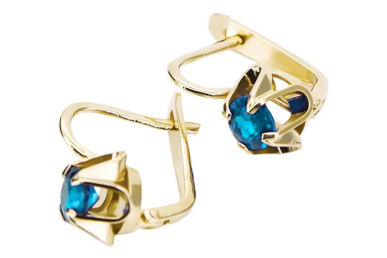  Vintage craft Aquamarine 14K Yellow gold vec018y